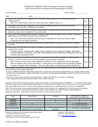 Document preview: OSDH Form 386 Lead Exposure Risk Assessment Questionnaire (Leraq) - Oklahoma Childhood Lead Poisoning Prevention Program - Oklahoma