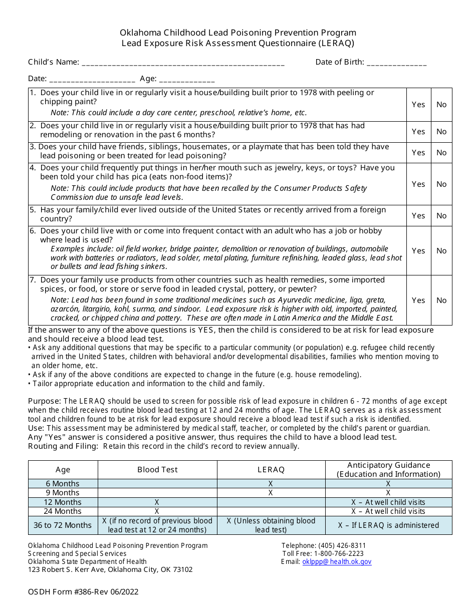ODH Form 386 Fill Out, Sign Online and Download Printable PDF