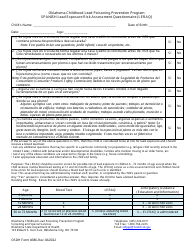 Document preview: OSDH Form 386 Lead Exposure Risk Assessment Questionnaire (Leraq) - Oklahoma Childhood Lead Poisoning Prevention Program - Oklahoma (English/Spanish)