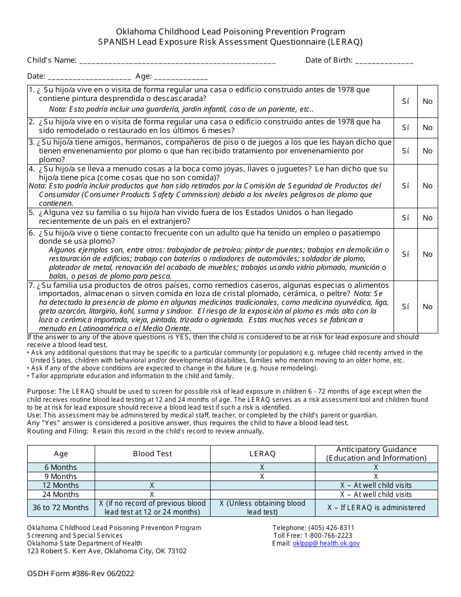 ODH Form 386 Fill Out, Sign Online and Download Printable PDF