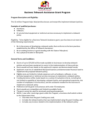 Document preview: Business Telework Assistance Grant Program Application - Maryland