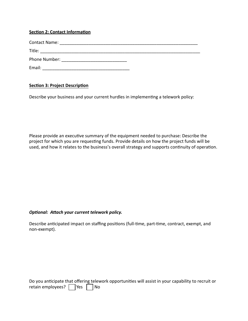 Business Telework Assistance Grant Program Application - Maryland, Page 3