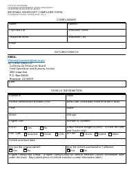 Form ECCD/IUVPB-123 Informal Warranty Complaint Form - California