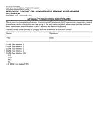 Form MLD/QMB-051 Independent Contractor - Administrative Renewal Audit Negative Declaration - California, Page 2
