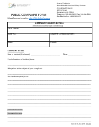 Form 76-214 Public Complaint Form - California