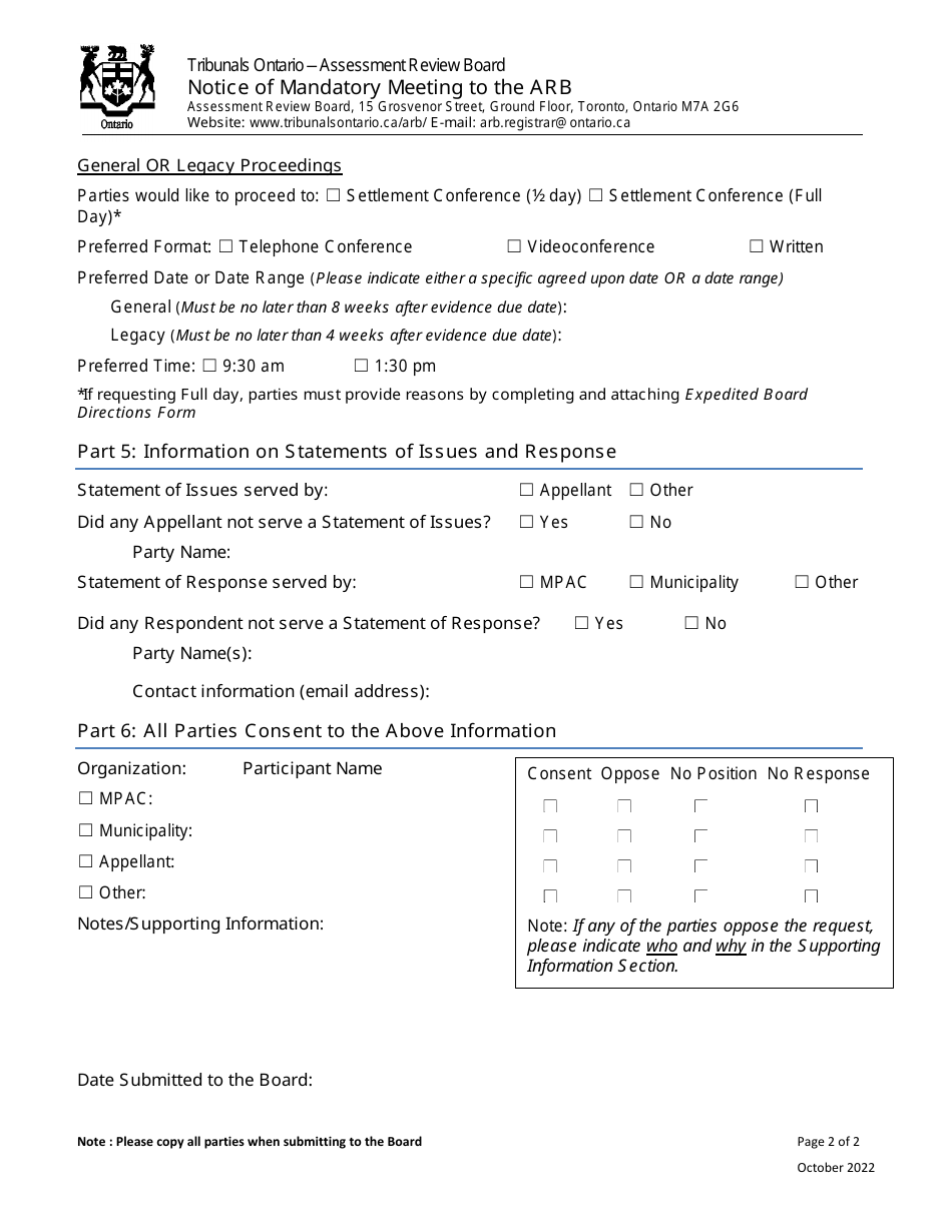 Notice of Mandatory Meeting to the Arb - Ontario, Canada, Page 2