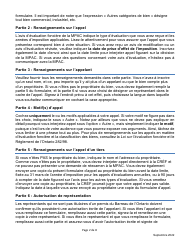 Formulaire D&#039;appel D&#039;une Evaluation Fonciere De La Cref - Ontario, Canada (French), Page 2