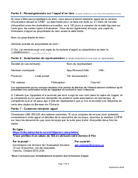 Formulaire D&#039;appel D&#039;une Evaluation Fonciere De La Cref - Ontario, Canada (French), Page 7
