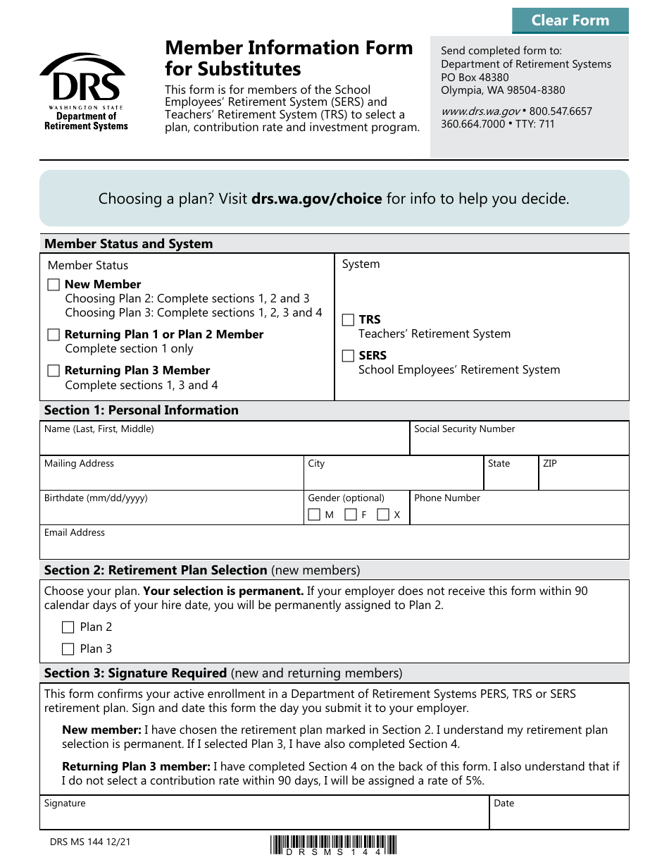 Form DRS MS245 Substitutes Application for Service Credit - Washington, Page 2