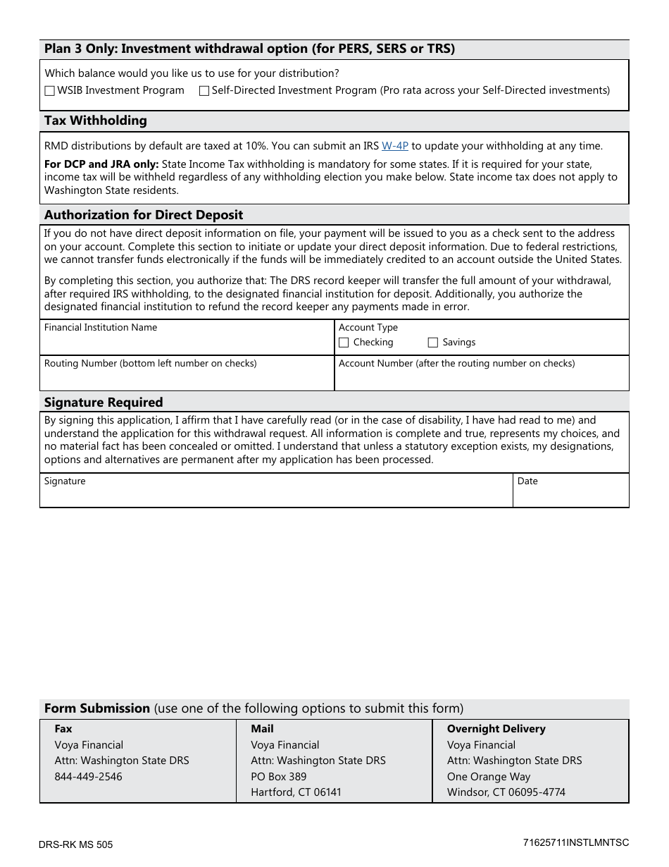 Form DRS-RK MS505 - Fill Out, Sign Online And Download Fillable PDF ...