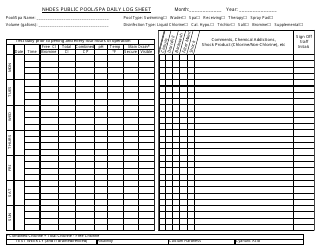 Document preview: Nhdes Public Pool/SPA Daily Log Sheet - New Hampshire