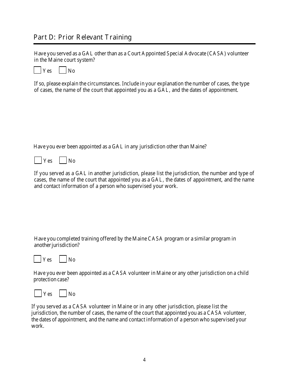 Guardian Ad Litem Roster Application - Maine, Page 4