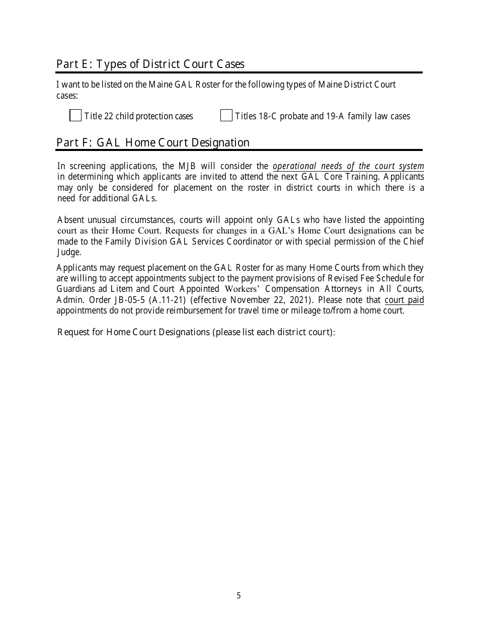 Guardian Ad Litem Roster Application - Maine, Page 5