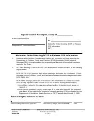 Document preview: Form GDN M404 Motion for Order Directing Dcyf to Release Cps Information - Washington