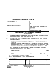 Document preview: Form GDN M405 Order Directing Dcyf to Release Cps Information (Guardianship) - Washington