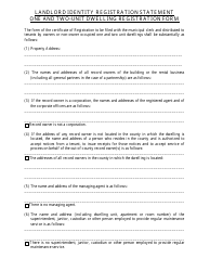 Landlord Identity Registration Statement - One and Two-Unit Dwelling Registration Form - New Jersey, Page 2