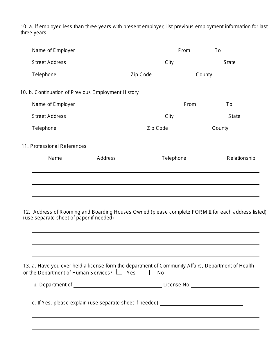 Form I License Application for Owners and / or Operators of Rooming and Boarding Houses - New Jersey, Page 3