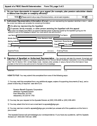 PBGC Form 724 Appeal of a PBGC Benefit Determination, Page 2