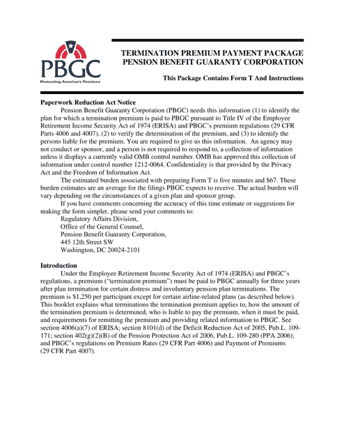 PBGC Form T Download Printable PDF Or Fill Online Termination Premium pbgc-form-t-download-printable-pdf-or-fill-online-termination-premium