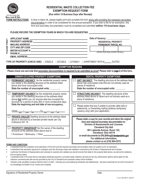 Form 82-307F  Printable Pdf