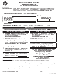 Form 82-307F Residential Waste Collection Fee Exemption Request Form - City of Cleveland, Ohio