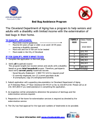 Document preview: Application for Assistance With Bed Bugs - City of Cleveland, Ohio