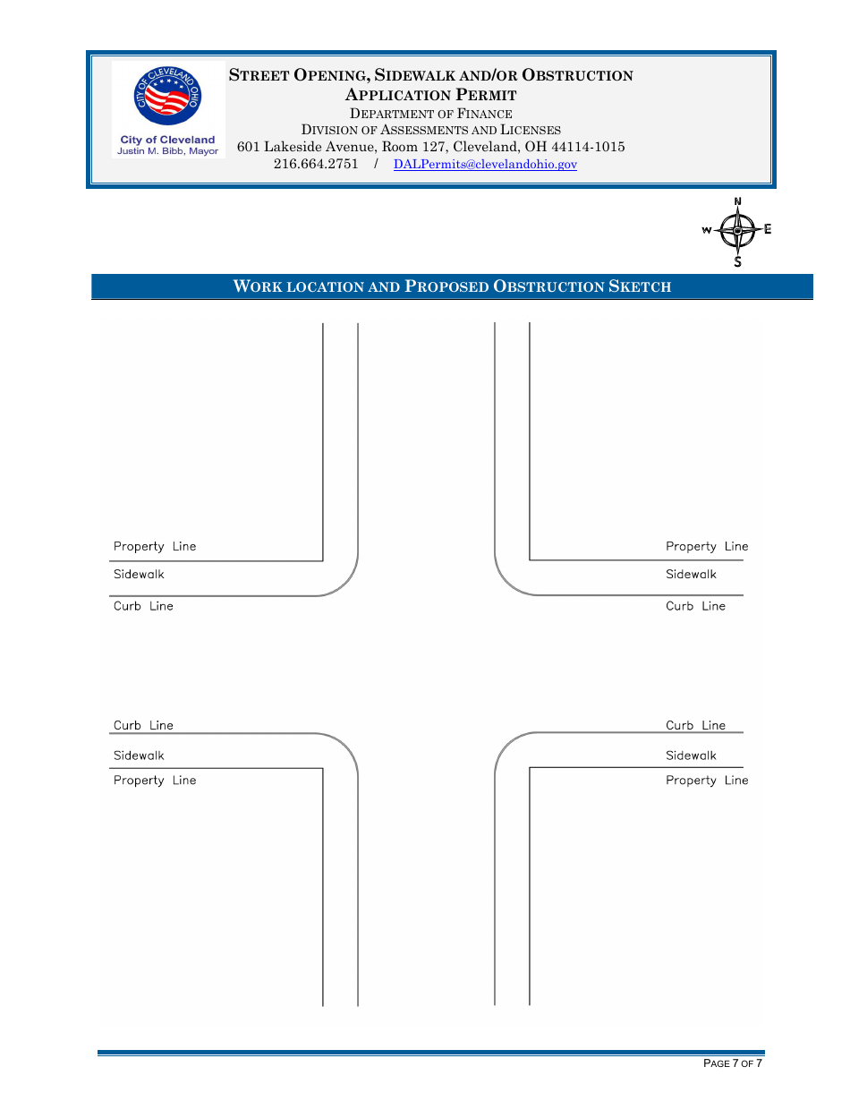 Street Opening, Sidewalk and / or Obstruction Application Permit - City of Cleveland, Ohio, Page 7