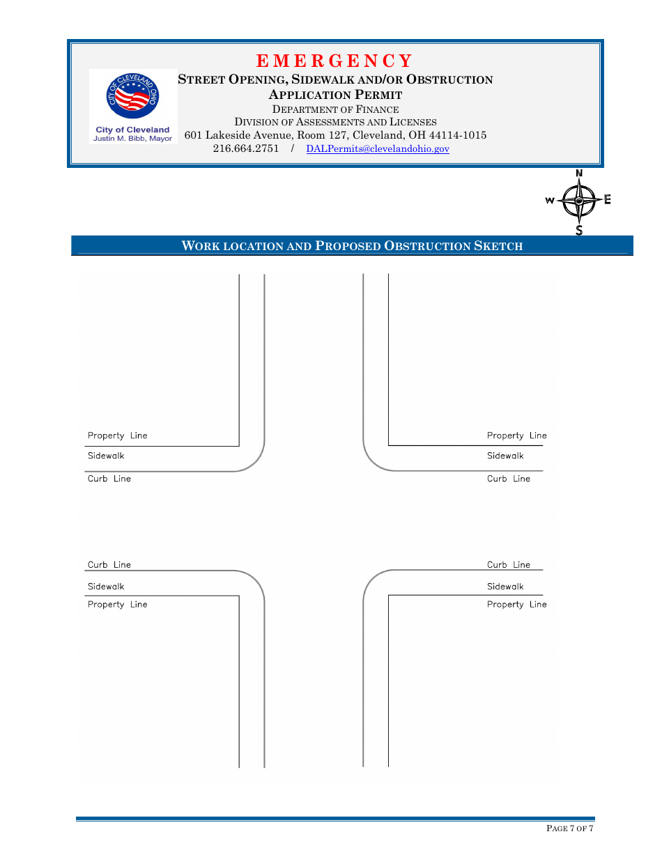 Street Opening, Sidewalk and / or Obstruction Application Permit - Emergency - City of Cleveland, Ohio, Page 7