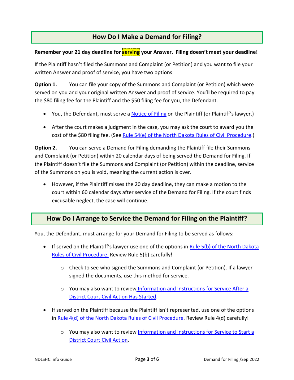 Demand for Filing - North Dakota, Page 3