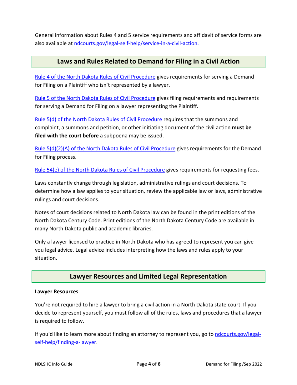 Demand for Filing - North Dakota, Page 4