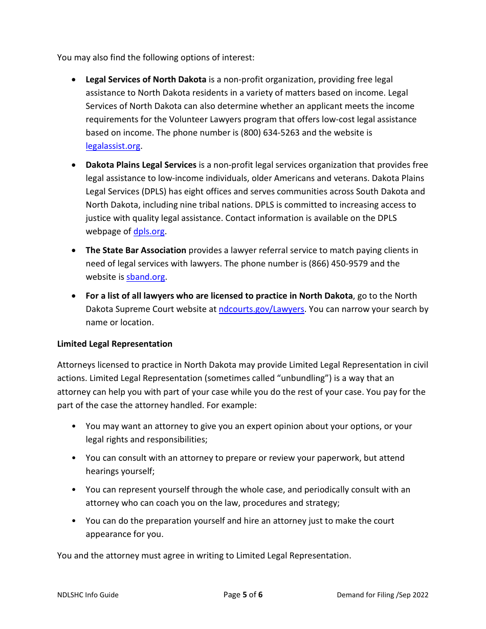 Demand for Filing - North Dakota, Page 5