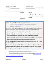 Document preview: Form AR58 Section 3 Application to File New Litigation or New Documents by Vexatious Litigant - North Dakota