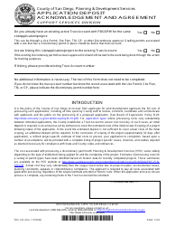 Form PDS-126 Application Deposit Acknowledgement and Agreement - County of San Diego, California