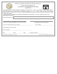 Document preview: Form DPPA-2 Authorization to Disclose Personal Information - North Carolina
