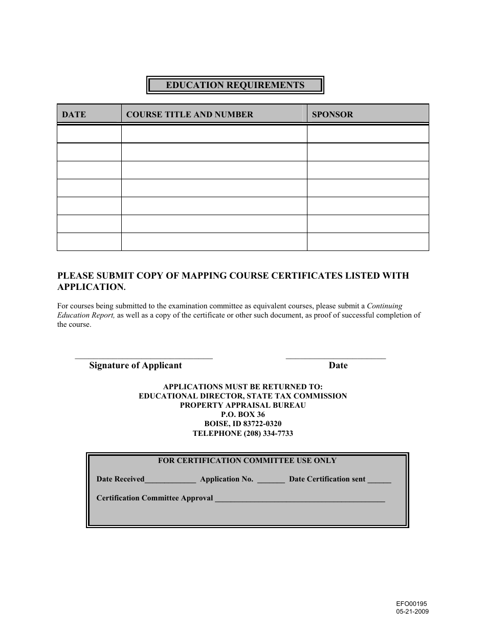 Form EFO00195 Application for State Certification Mapping / Cartography - Idaho, Page 2