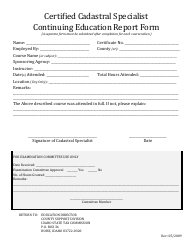 Document preview: Certified Cadastral Specialist Continuing Education Report Form - Idaho