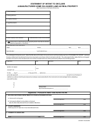 Form EFO00311 Statement of Intent to Declare a Manufactured Home on Leased Land as Real Property - Idaho