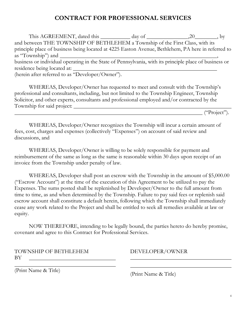 Application for Subdivision, Land Development and Site Plan Review - Bethlehem Township, Pennsylvania, Page 4