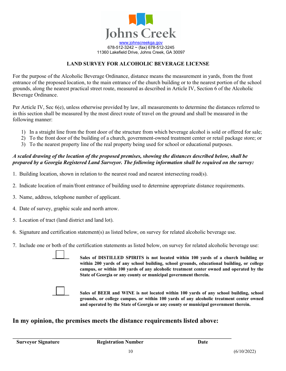 Alcoholic Beverage License Application - City of Johns Creek, Georgia (United States), Page 10
