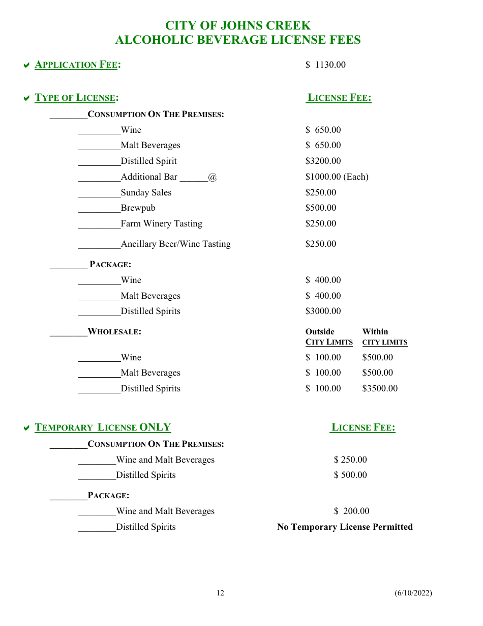 Alcoholic Beverage License Application - City of Johns Creek, Georgia (United States), Page 12