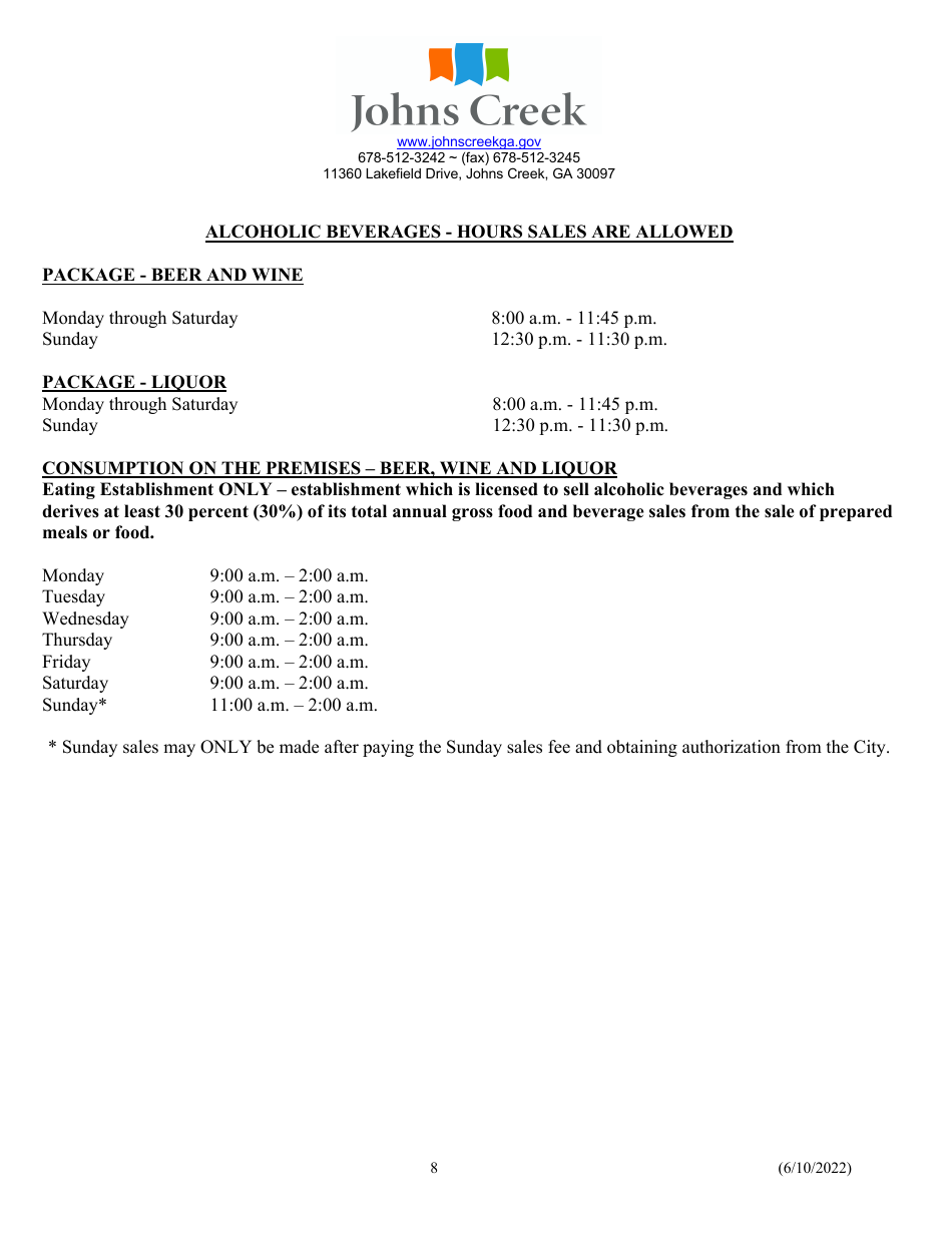 Alcoholic Beverage License Application - City of Johns Creek, Georgia (United States), Page 8