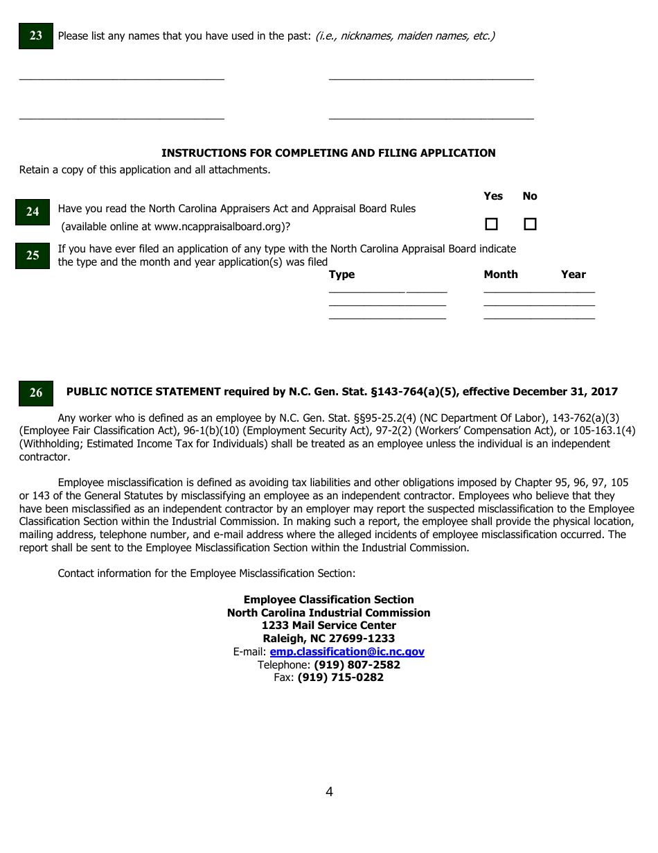 Application for Trainee Registration - North Carolina, Page 9