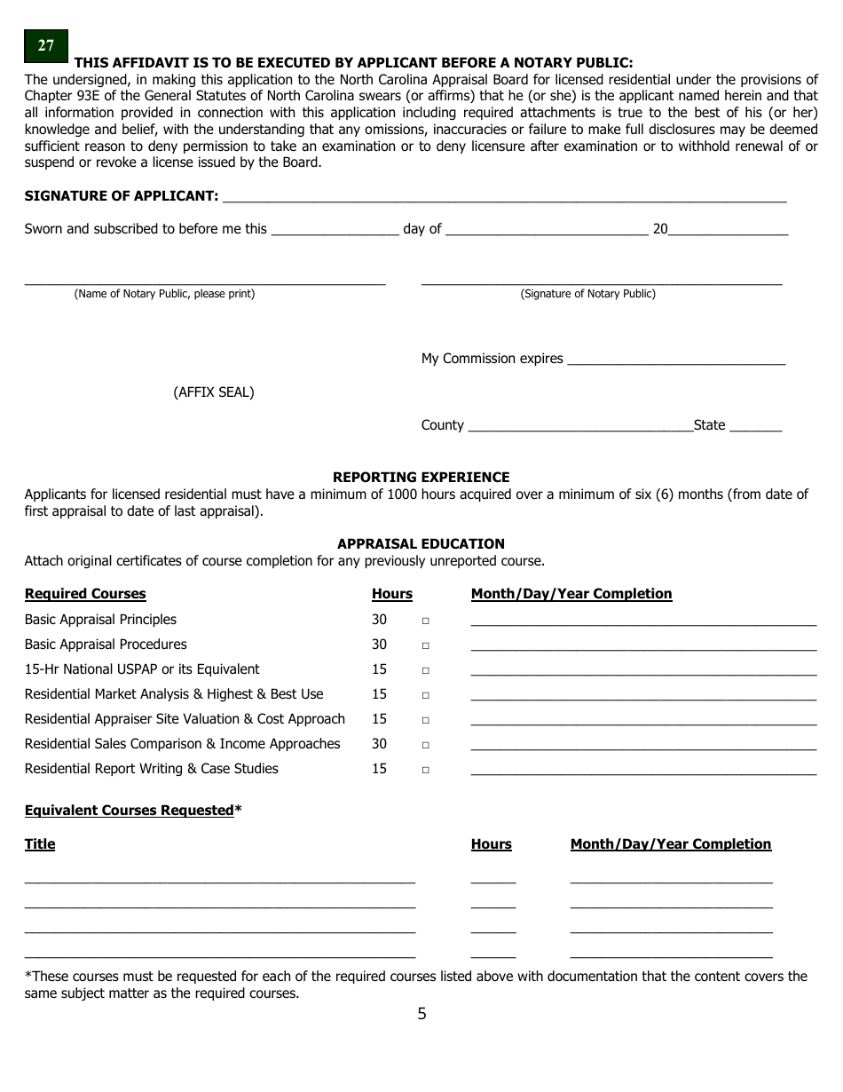 Application for Licensed Residential - North Carolina, Page 14