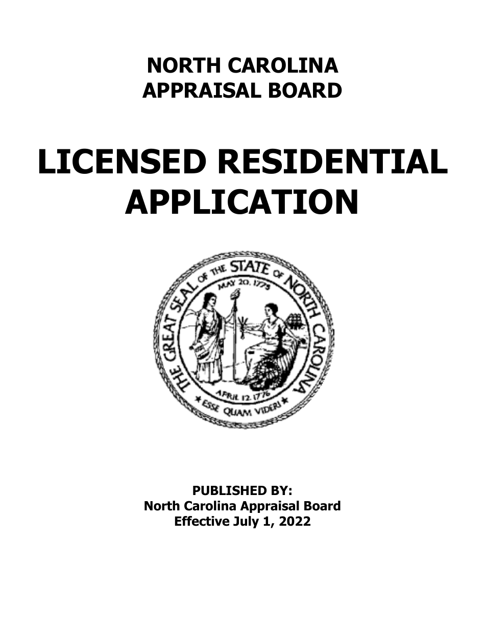 Application for Licensed Residential - North Carolina, Page 1