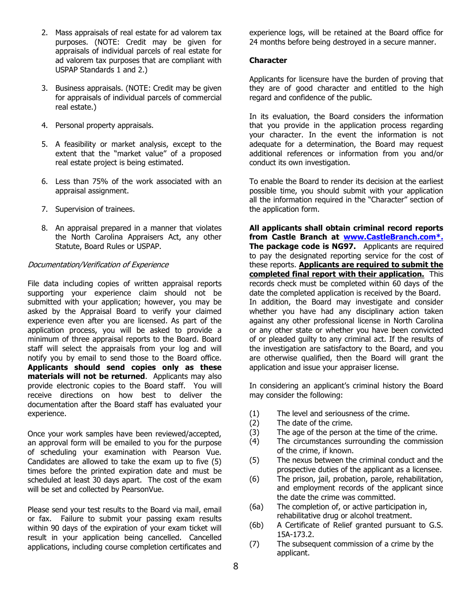 Application for Licensed Residential - North Carolina, Page 8