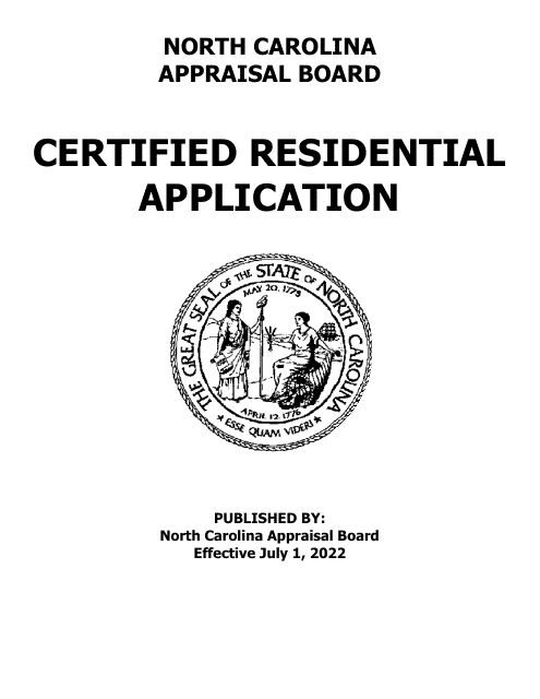 Application for Certified Residential Certification - North Carolina Download Pdf