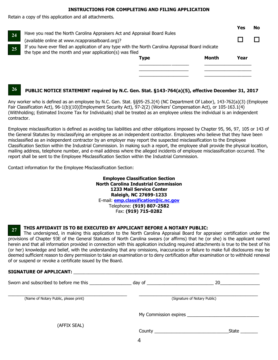 Application for Certified Residential Certification - North Carolina, Page 14