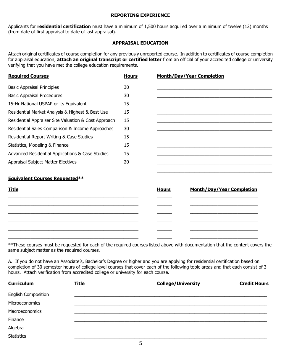Application for Certified Residential Certification - North Carolina, Page 15