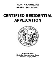 Application for Certified Residential Certification - North Carolina