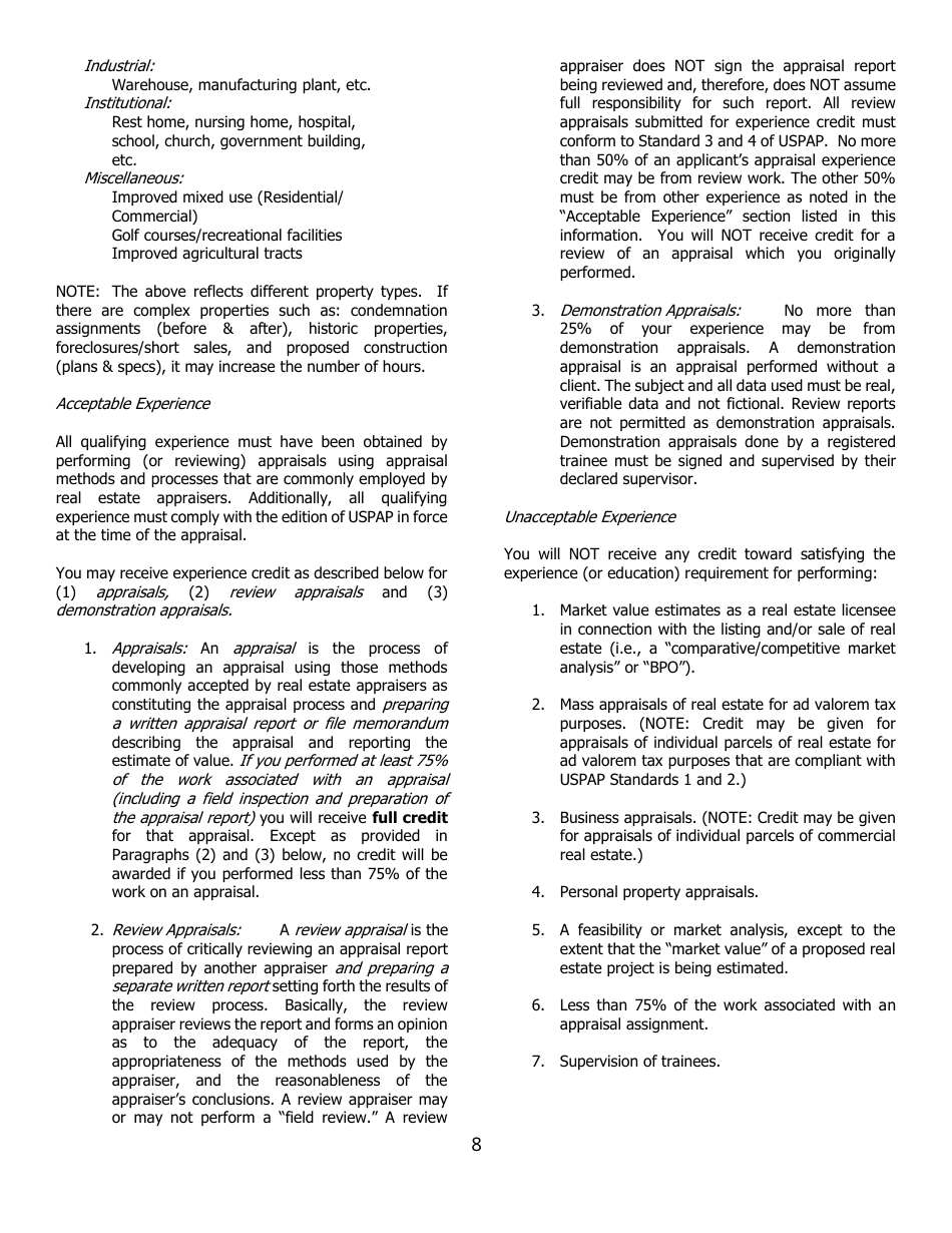 Application for Certified Residential Certification - North Carolina, Page 8